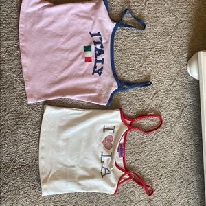 Pink and White Italy Tank Tops